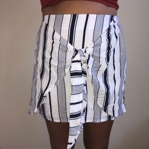 White Skirt with Blue Stripes & Cute Tie on Front